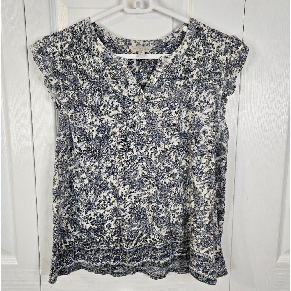 Lucky Brand Floral Blue and White Women's Top Size Small